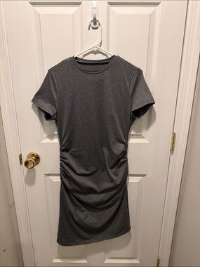 SHEIN Charcoal Ruched Side T-Shirt Dress